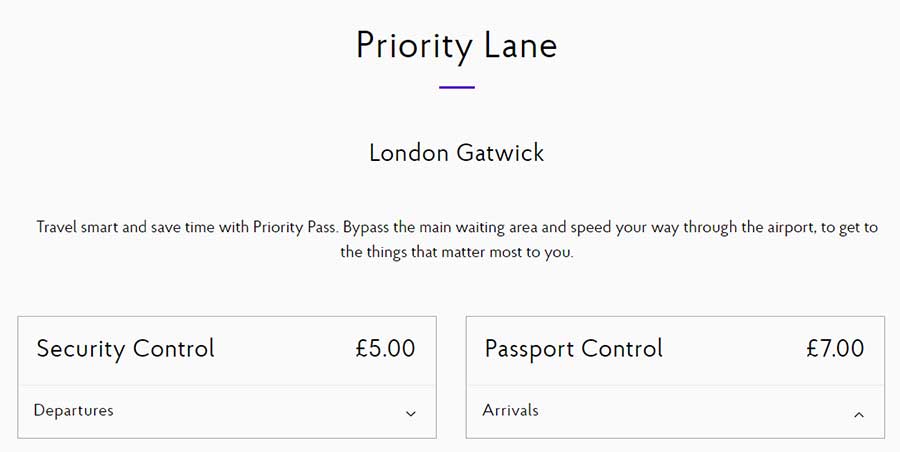 Once you’ve logged in to your Priority Pass online account, navigate to a participating airport to purchase Priority Lane   