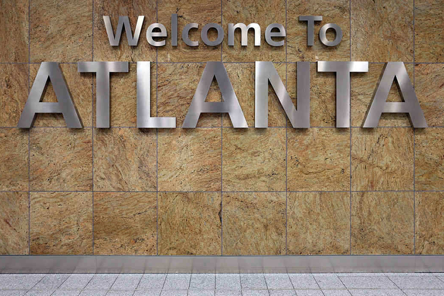 Welcome to Atlanta sign in arrivals hall