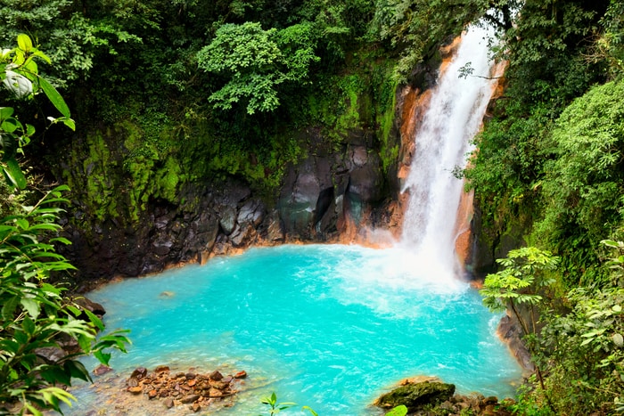 The famous Rio Celeste waterfall is a must visit on your next trip to Costa Rica