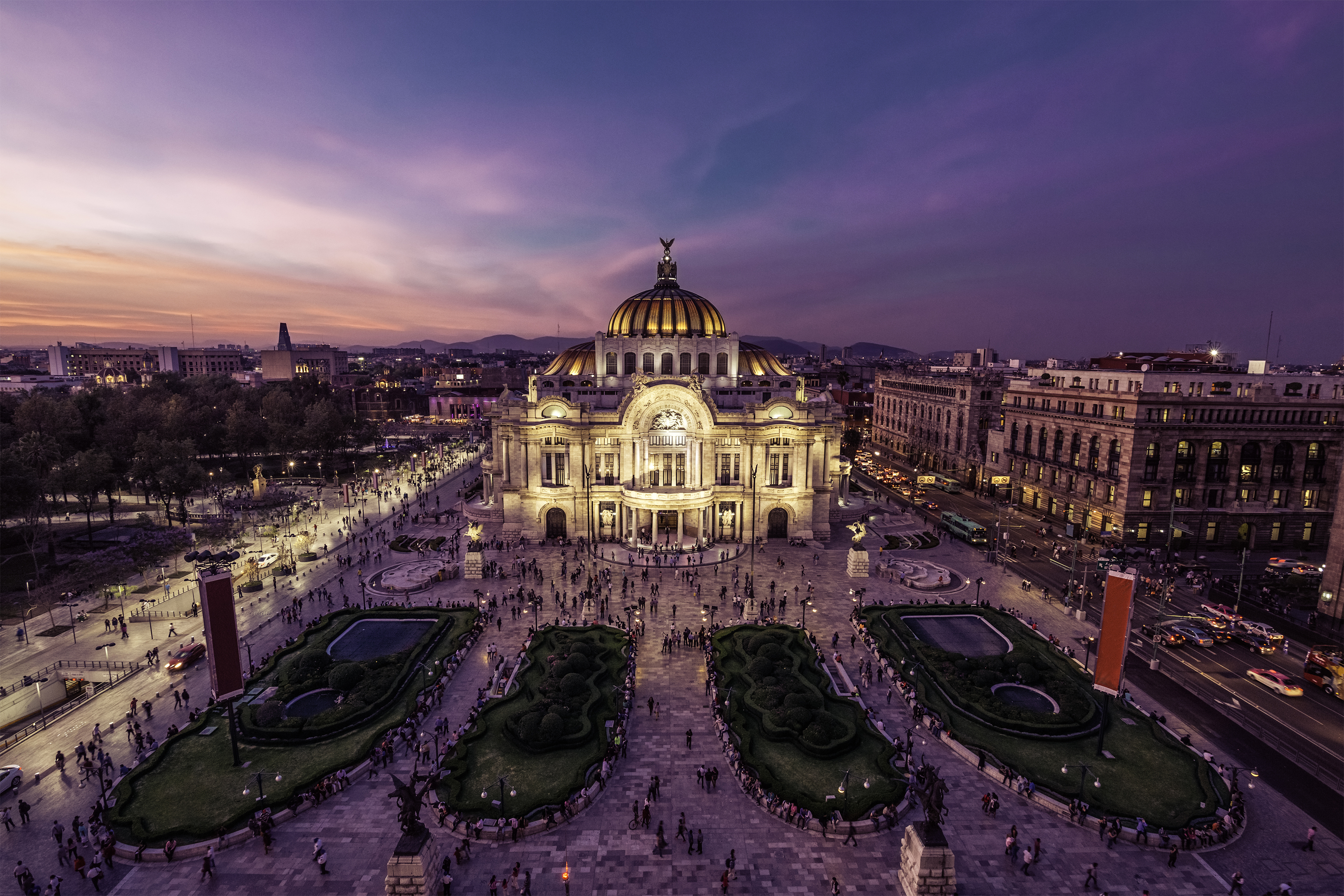 The Palacio de Bellas Artes Mexico City at twilight 